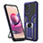 Silikon Hülle Handyhülle und Kunststoff Schutzhülle Hartschalen Tasche mit Magnetisch Fingerring Ständer ZL1 für Xiaomi Poco M5S Blau