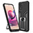 Silikon Hülle Handyhülle und Kunststoff Schutzhülle Hartschalen Tasche mit Magnetisch Fingerring Ständer ZL1 für Xiaomi Poco M5S Schwarz