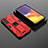 Silikon Hülle Handyhülle und Kunststoff Schutzhülle Hartschalen Tasche mit Magnetisch Ständer A01 für Samsung Galaxy S22 Plus 5G Rot