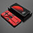 Silikon Hülle Handyhülle und Kunststoff Schutzhülle Hartschalen Tasche mit Magnetisch Ständer A02 für Xiaomi Mi 12 Ultra 5G Rot