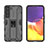 Silikon Hülle Handyhülle und Kunststoff Schutzhülle Hartschalen Tasche mit Magnetisch Ständer A03 für Samsung Galaxy S21 FE 5G Schwarz