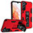 Silikon Hülle Handyhülle und Kunststoff Schutzhülle Hartschalen Tasche mit Magnetisch Ständer A04 für Samsung Galaxy S21 FE 5G Rot