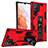 Silikon Hülle Handyhülle und Kunststoff Schutzhülle Hartschalen Tasche mit Magnetisch Ständer A04 für Samsung Galaxy S22 Ultra 5G Rot