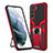 Silikon Hülle Handyhülle und Kunststoff Schutzhülle Hartschalen Tasche mit Magnetisch Ständer A05 für Samsung Galaxy S23 Plus 5G Rot