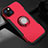 Silikon Hülle Handyhülle und Kunststoff Schutzhülle Hartschalen Tasche mit Magnetisch Ständer A08 für Apple iPhone 13 Rot