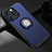 Silikon Hülle Handyhülle und Kunststoff Schutzhülle Hartschalen Tasche mit Magnetisch Ständer A08 für Apple iPhone 14 Pro Blau