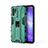 Silikon Hülle Handyhülle und Kunststoff Schutzhülle Hartschalen Tasche mit Magnetisch Ständer für Oppo A94 5G Grün