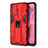 Silikon Hülle Handyhülle und Kunststoff Schutzhülle Hartschalen Tasche mit Magnetisch Ständer für Oppo A95 4G Rot