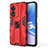 Silikon Hülle Handyhülle und Kunststoff Schutzhülle Hartschalen Tasche mit Magnetisch Ständer für Oppo A98 5G Rot