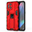 Silikon Hülle Handyhülle und Kunststoff Schutzhülle Hartschalen Tasche mit Magnetisch Ständer für Oppo Find X3 5G Rot