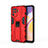 Silikon Hülle Handyhülle und Kunststoff Schutzhülle Hartschalen Tasche mit Magnetisch Ständer für Oppo Reno5 F Rot