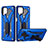 Silikon Hülle Handyhülle und Kunststoff Schutzhülle Hartschalen Tasche mit Magnetisch Ständer für Samsung Galaxy A12 Blau