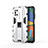 Silikon Hülle Handyhülle und Kunststoff Schutzhülle Hartschalen Tasche mit Magnetisch Ständer für Samsung Galaxy F52 5G Weiß
