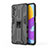 Silikon Hülle Handyhülle und Kunststoff Schutzhülle Hartschalen Tasche mit Magnetisch Ständer für Samsung Galaxy M52 5G Schwarz