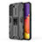 Silikon Hülle Handyhülle und Kunststoff Schutzhülle Hartschalen Tasche mit Magnetisch Ständer für Samsung Galaxy S23 5G Schwarz