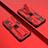 Silikon Hülle Handyhülle und Kunststoff Schutzhülle Hartschalen Tasche mit Magnetisch Ständer KC1 für Realme 8 5G Rot