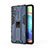 Silikon Hülle Handyhülle und Kunststoff Schutzhülle Hartschalen Tasche mit Magnetisch Ständer KC1 für Samsung Galaxy A71 4G A715 Blau