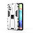 Silikon Hülle Handyhülle und Kunststoff Schutzhülle Hartschalen Tasche mit Magnetisch Ständer KC1 für Samsung Galaxy A71 4G A715 Weiß
