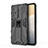 Silikon Hülle Handyhülle und Kunststoff Schutzhülle Hartschalen Tasche mit Magnetisch Ständer KC1 für Vivo X70 5G Schwarz