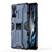 Silikon Hülle Handyhülle und Kunststoff Schutzhülle Hartschalen Tasche mit Magnetisch Ständer KC1 für Xiaomi Poco F4 GT 5G Blau