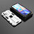 Silikon Hülle Handyhülle und Kunststoff Schutzhülle Hartschalen Tasche mit Magnetisch Ständer KC1 für Xiaomi Poco M4 Pro 5G Silber