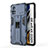 Silikon Hülle Handyhülle und Kunststoff Schutzhülle Hartschalen Tasche mit Magnetisch Ständer KC1 für Xiaomi Poco X4 Pro 5G Blau