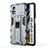 Silikon Hülle Handyhülle und Kunststoff Schutzhülle Hartschalen Tasche mit Magnetisch Ständer KC1 für Xiaomi Poco X4 Pro 5G Grau