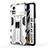 Silikon Hülle Handyhülle und Kunststoff Schutzhülle Hartschalen Tasche mit Magnetisch Ständer KC1 für Xiaomi Poco X4 Pro 5G Silber