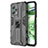 Silikon Hülle Handyhülle und Kunststoff Schutzhülle Hartschalen Tasche mit Magnetisch Ständer KC1 für Xiaomi Poco X5 5G Schwarz
