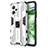 Silikon Hülle Handyhülle und Kunststoff Schutzhülle Hartschalen Tasche mit Magnetisch Ständer KC1 für Xiaomi Poco X5 5G Silber