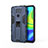 Silikon Hülle Handyhülle und Kunststoff Schutzhülle Hartschalen Tasche mit Magnetisch Ständer KC1 für Xiaomi Redmi 10X 4G Blau