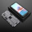 Silikon Hülle Handyhülle und Kunststoff Schutzhülle Hartschalen Tasche mit Magnetisch Ständer KC1 für Xiaomi Redmi Note 10 4G Grau