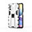 Silikon Hülle Handyhülle und Kunststoff Schutzhülle Hartschalen Tasche mit Magnetisch Ständer KC1 für Xiaomi Redmi Note 10 5G Silber
