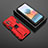 Silikon Hülle Handyhülle und Kunststoff Schutzhülle Hartschalen Tasche mit Magnetisch Ständer KC1 für Xiaomi Redmi Note 10 Pro 4G Rot