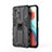 Silikon Hülle Handyhülle und Kunststoff Schutzhülle Hartschalen Tasche mit Magnetisch Ständer KC1 für Xiaomi Redmi Note 10 Pro 5G Schwarz