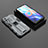 Silikon Hülle Handyhülle und Kunststoff Schutzhülle Hartschalen Tasche mit Magnetisch Ständer KC1 für Xiaomi Redmi Note 11T 5G Grau