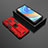 Silikon Hülle Handyhülle und Kunststoff Schutzhülle Hartschalen Tasche mit Magnetisch Ständer KC1 für Xiaomi Redmi Note 9S Rot