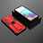 Silikon Hülle Handyhülle und Kunststoff Schutzhülle Hartschalen Tasche mit Magnetisch Ständer KC2 für Samsung Galaxy A71 5G Rot