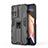 Silikon Hülle Handyhülle und Kunststoff Schutzhülle Hartschalen Tasche mit Magnetisch Ständer KC2 für Xiaomi Mi 11i 5G (2022) Schwarz