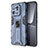 Silikon Hülle Handyhülle und Kunststoff Schutzhülle Hartschalen Tasche mit Magnetisch Ständer KC2 für Xiaomi Mi 13 Pro 5G Blau