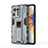Silikon Hülle Handyhülle und Kunststoff Schutzhülle Hartschalen Tasche mit Magnetisch Ständer KC2 für Xiaomi Mi Mix 4 5G Grau