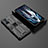 Silikon Hülle Handyhülle und Kunststoff Schutzhülle Hartschalen Tasche mit Magnetisch Ständer KC2 für Xiaomi Poco F4 GT 5G Schwarz