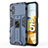Silikon Hülle Handyhülle und Kunststoff Schutzhülle Hartschalen Tasche mit Magnetisch Ständer KC2 für Xiaomi Poco M5 4G Blau