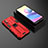 Silikon Hülle Handyhülle und Kunststoff Schutzhülle Hartschalen Tasche mit Magnetisch Ständer KC2 für Xiaomi Redmi Note 10 5G Rot