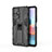 Silikon Hülle Handyhülle und Kunststoff Schutzhülle Hartschalen Tasche mit Magnetisch Ständer KC2 für Xiaomi Redmi Note 10 Pro 4G Schwarz