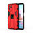 Silikon Hülle Handyhülle und Kunststoff Schutzhülle Hartschalen Tasche mit Magnetisch Ständer KC2 für Xiaomi Redmi Note 10S 4G Rot