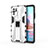 Silikon Hülle Handyhülle und Kunststoff Schutzhülle Hartschalen Tasche mit Magnetisch Ständer KC2 für Xiaomi Redmi Note 10S 4G Weiß