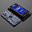 Silikon Hülle Handyhülle und Kunststoff Schutzhülle Hartschalen Tasche mit Magnetisch Ständer KC2 für Xiaomi Redmi Note 12 Pro 5G Blau
