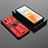 Silikon Hülle Handyhülle und Kunststoff Schutzhülle Hartschalen Tasche mit Magnetisch Ständer KC3 für Vivo iQOO Neo6 5G Rot