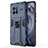 Silikon Hülle Handyhülle und Kunststoff Schutzhülle Hartschalen Tasche mit Magnetisch Ständer KC3 für Vivo X80 5G Blau